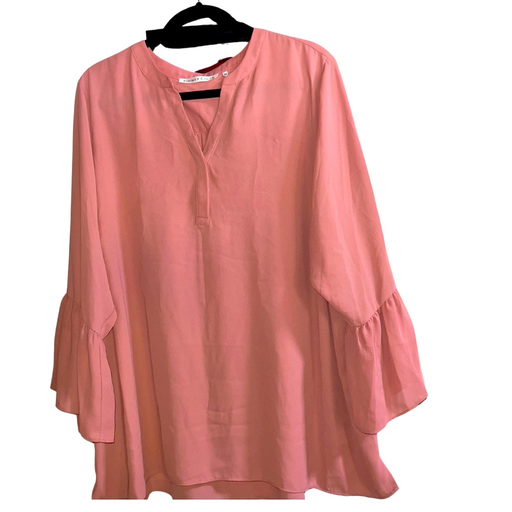 Violet + Claire Blush Pink Bell Sleeve Blouse - Size 2X